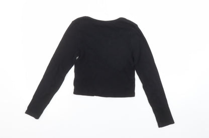 Girls UK Size 9-10 Years Miss E-Vie Black Cropped Pullover T-Shirt