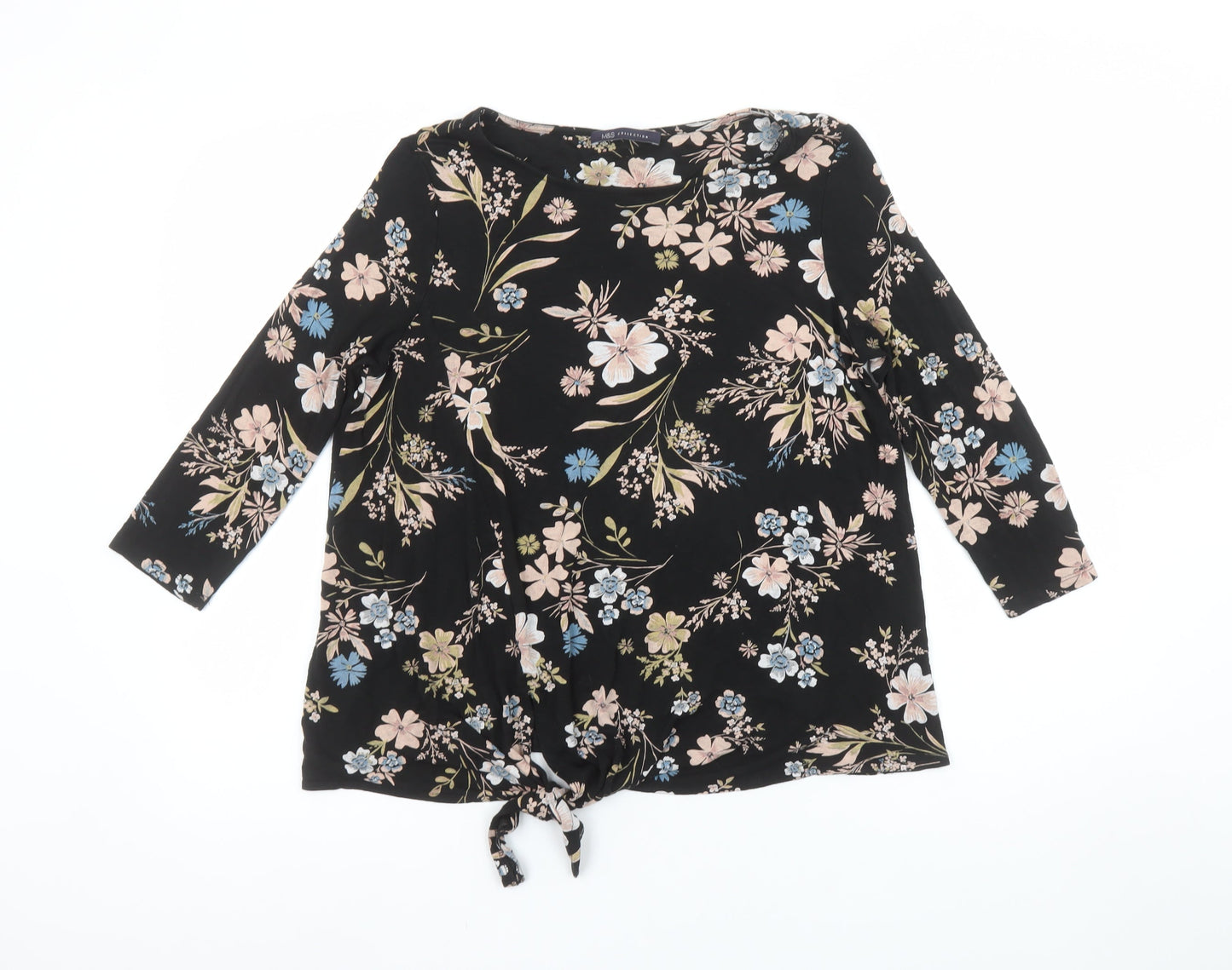 Womens UK Size 10 Marks and Spencer Black Tunic Blouse