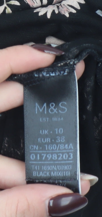 Womens UK Size 10 Marks and Spencer Black Tunic Blouse