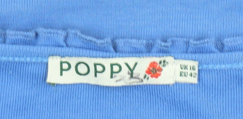 Womens UK Size 16 Poppy Blue Basic T-Shirt