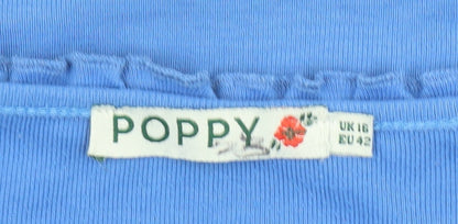 Womens UK Size 16 Poppy Blue Basic T-Shirt