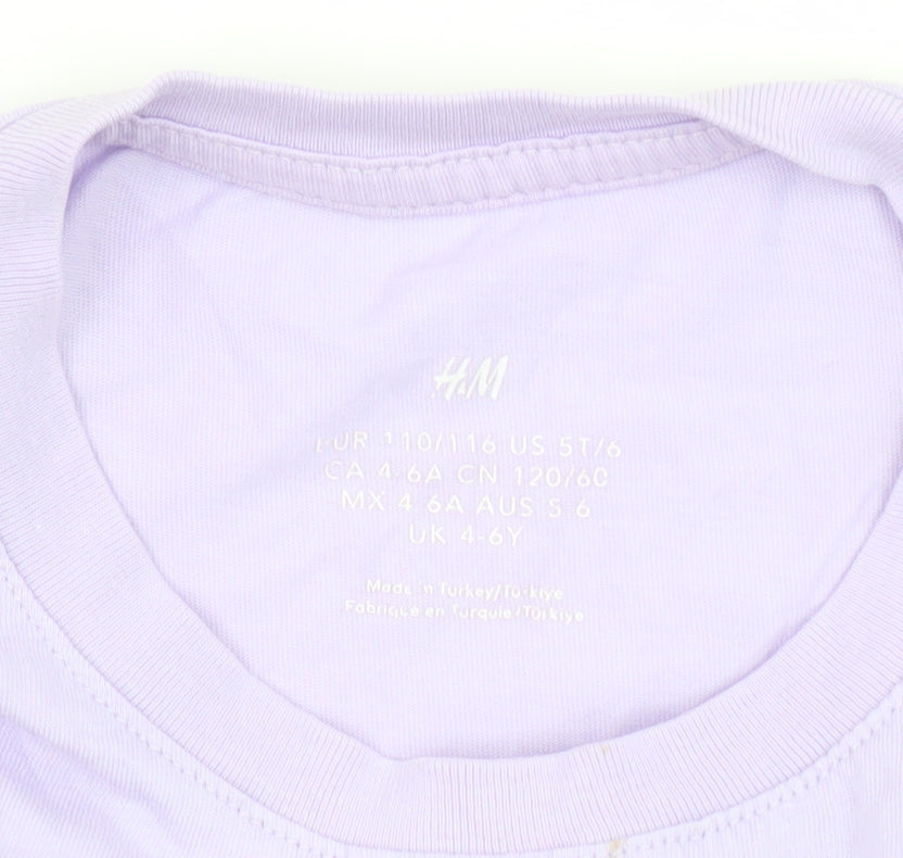 Girls UK Size 4-6 Years H&M Purple Basic T-Shirt