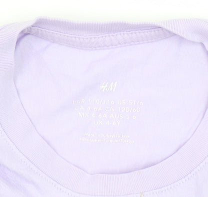 Girls UK Size 4-6 Years H&M Purple Basic T-Shirt