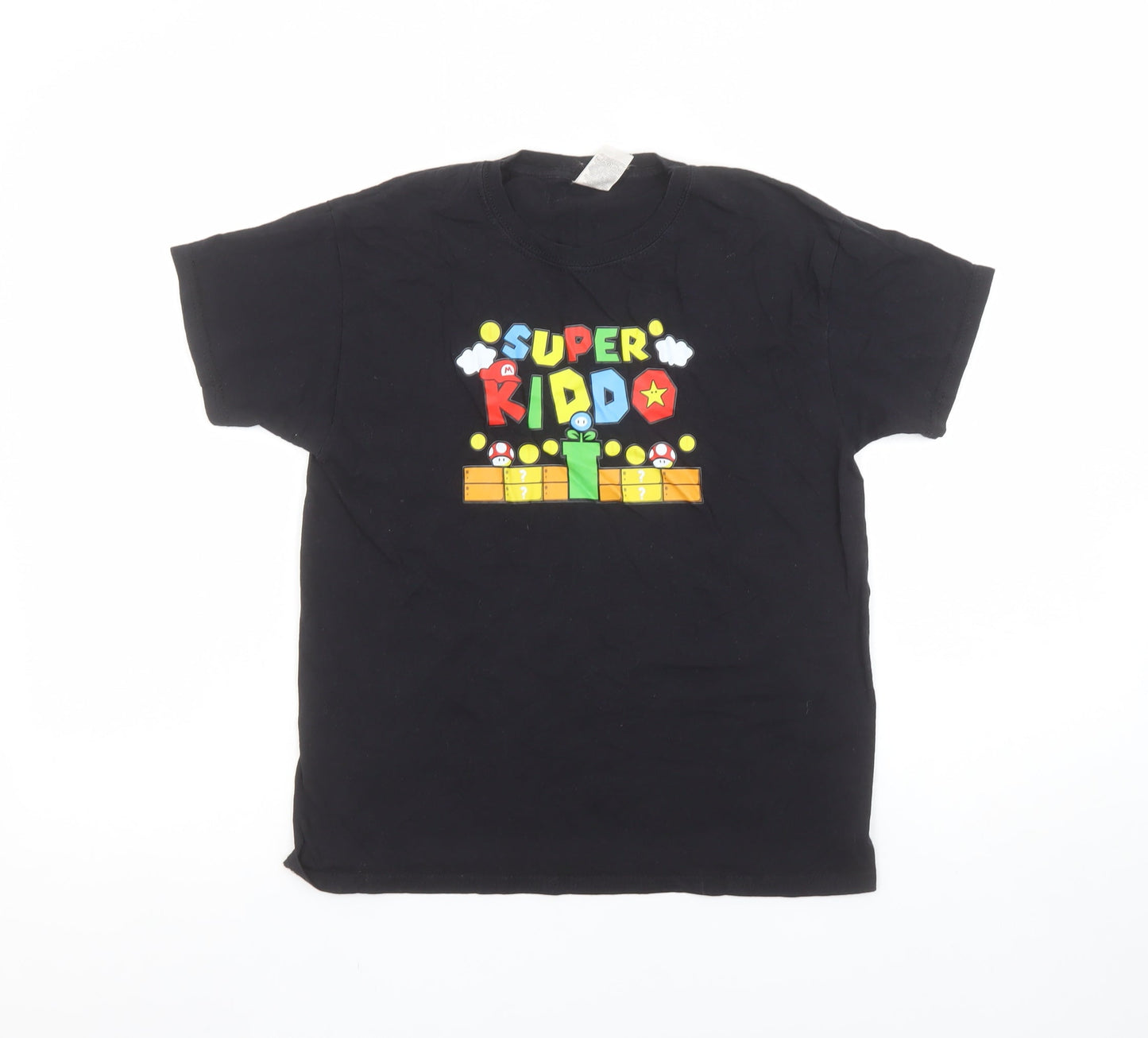 Boys UK Size 9-11 Years Fruit of the Loom Black Basic T-Shirt