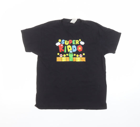 Boys UK Size 9-11 Years Fruit of the Loom Black Basic T-Shirt
