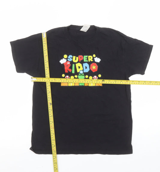 Boys UK Size 9-11 Years Fruit of the Loom Black Basic T-Shirt