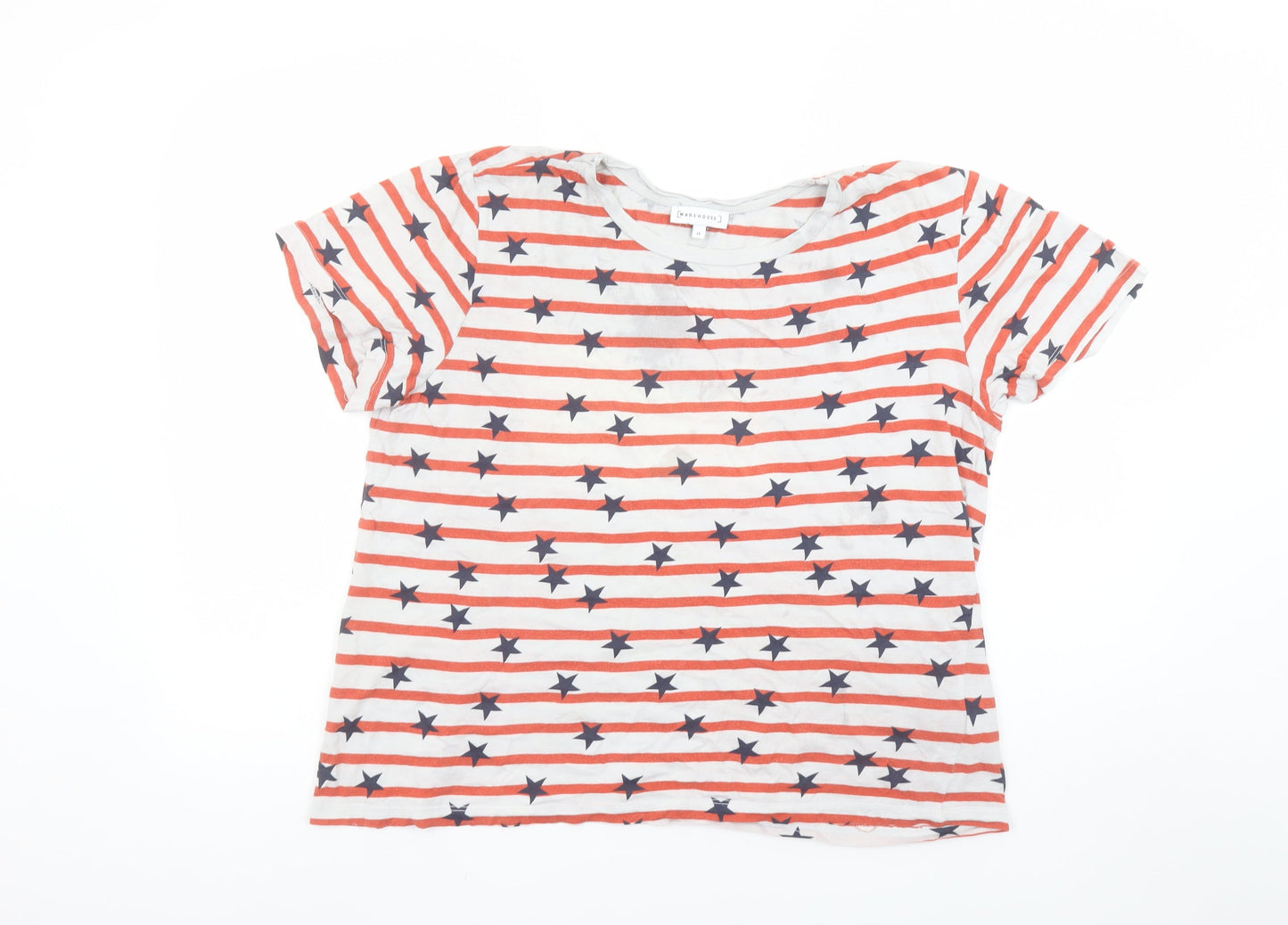 Womens UK Size 14 Warehouse Multicoloured Basic T-Shirt