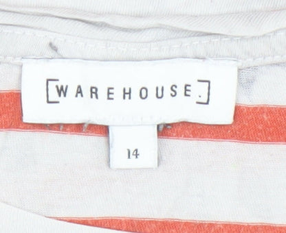 Womens UK Size 14 Warehouse Multicoloured Basic T-Shirt