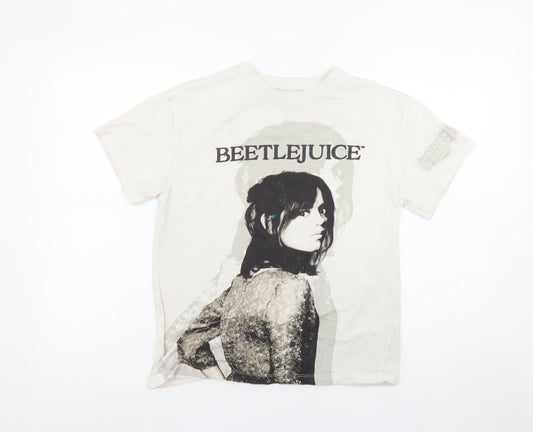 Primark Girls Beige Beetlejuice Graphic T-Shirt 12-13 Years 158cm