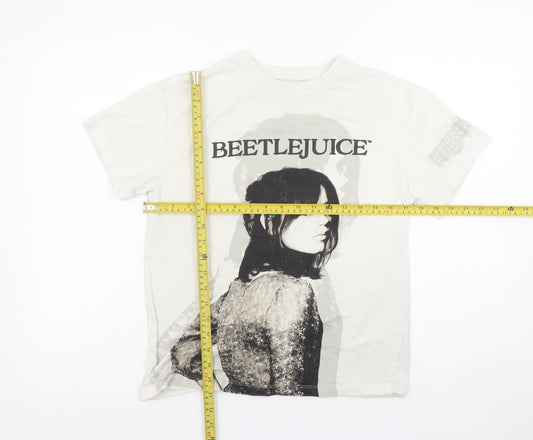 Primark Girls Beige Beetlejuice Graphic T-Shirt 12-13 Years 158cm