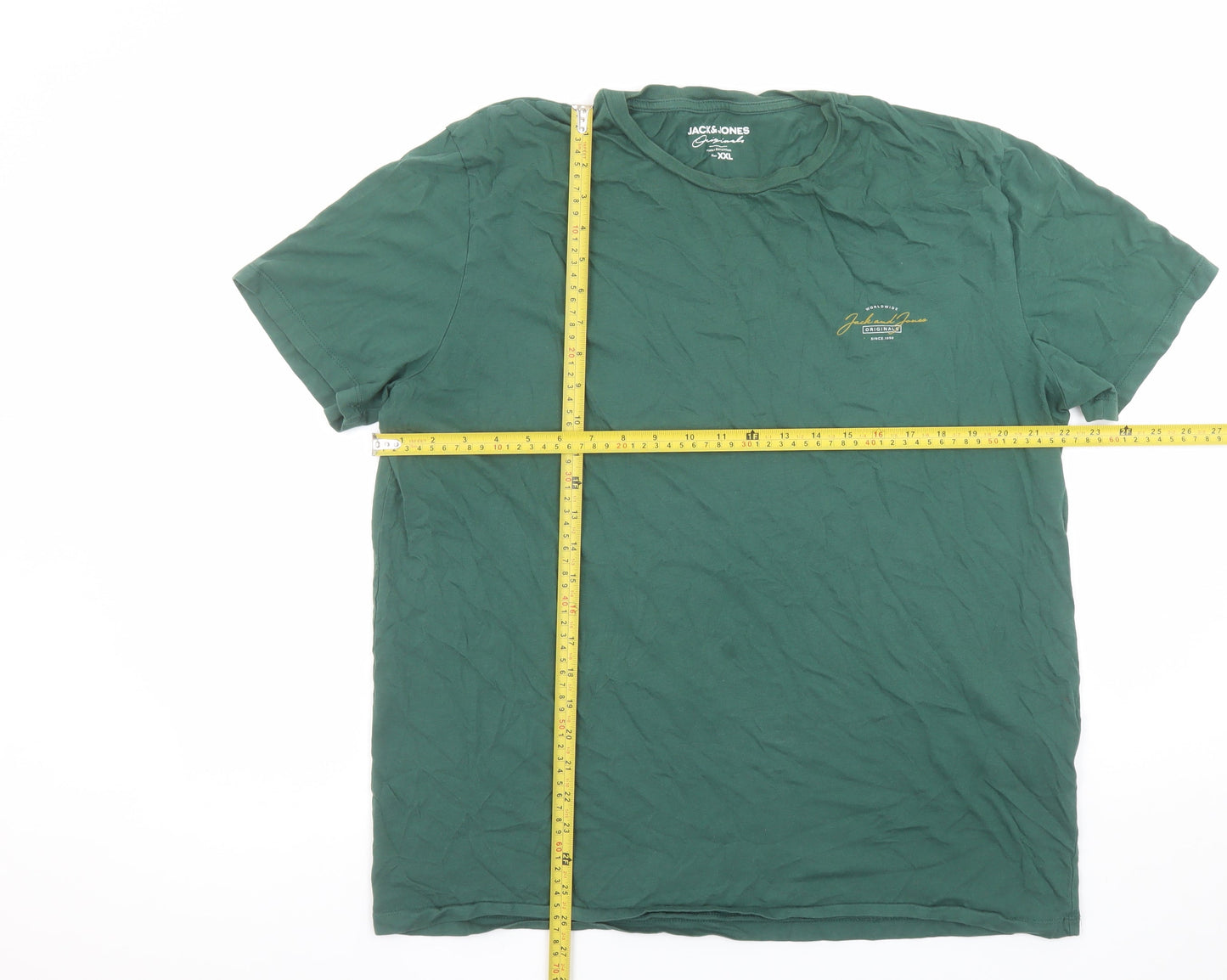 Jack & Jones Men's Green 2XL Crew Neck Cotton T-Shirt