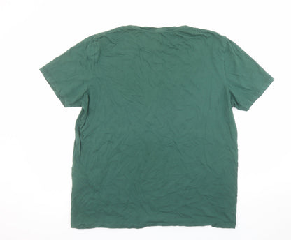 Jack & Jones Men's Green 2XL Crew Neck Cotton T-Shirt