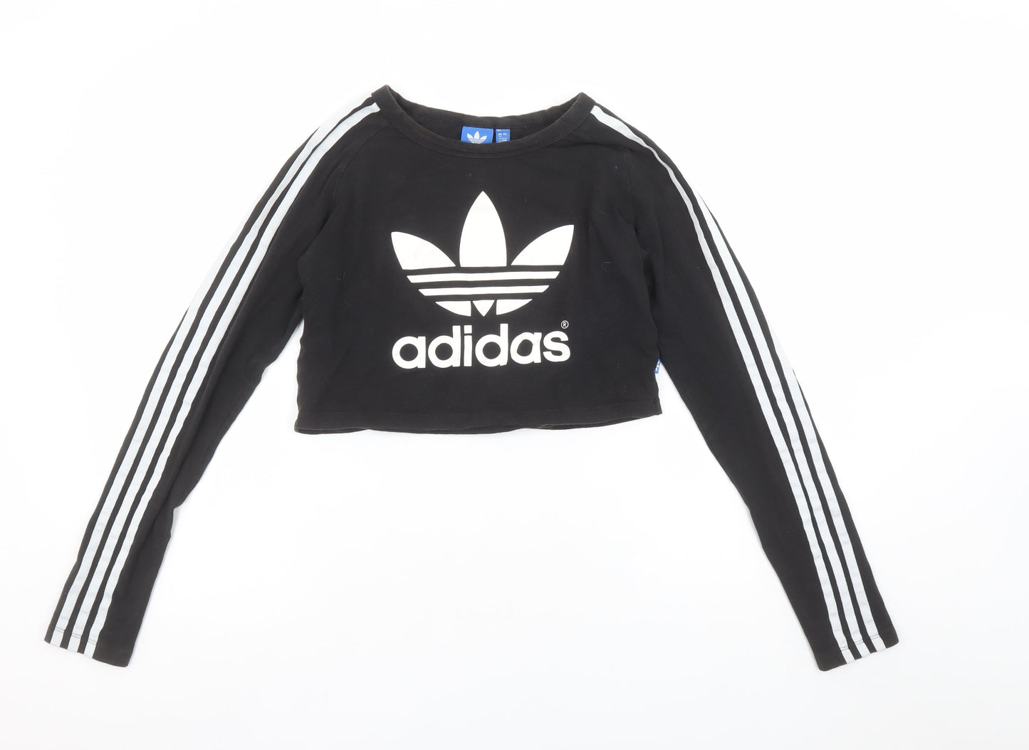 Womens UK Size 12 adidas Black Cropped T-Shirt