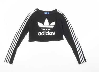 Womens UK Size 12 adidas Black Cropped T-Shirt