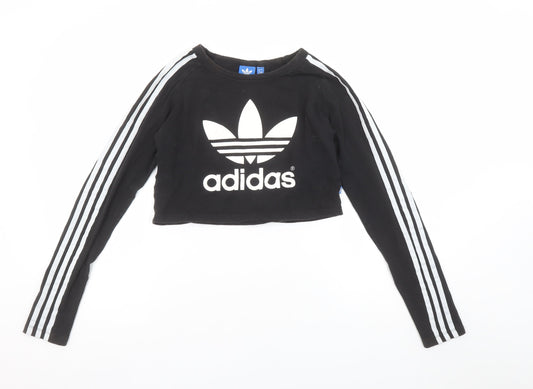 Womens UK Size 12 adidas Black Cropped T-Shirt