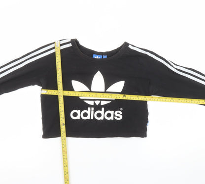 Womens UK Size 12 adidas Black Cropped T-Shirt