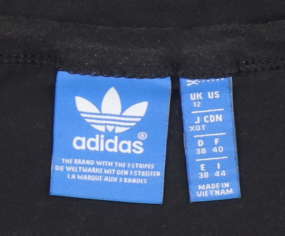 Womens UK Size 12 adidas Black Cropped T-Shirt