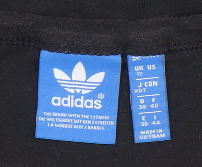 Womens UK Size 12 adidas Black Cropped T-Shirt
