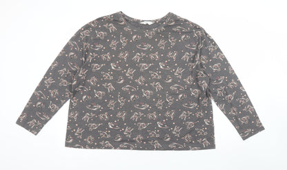 Marks and Spencer Women's Grey Animal Print Long Sleeve Pyjama Top XL