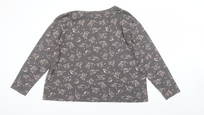 Marks and Spencer Women's Grey Animal Print Long Sleeve Pyjama Top XL