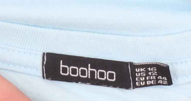 Womens UK Size 16 Boohoo Blue Basic T-Shirt