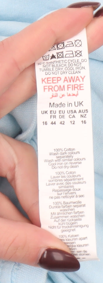 Womens UK Size 16 Boohoo Blue Basic T-Shirt