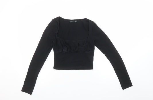 Womens UK Size 8 ASOS DESIGN Black Cropped Blouse
