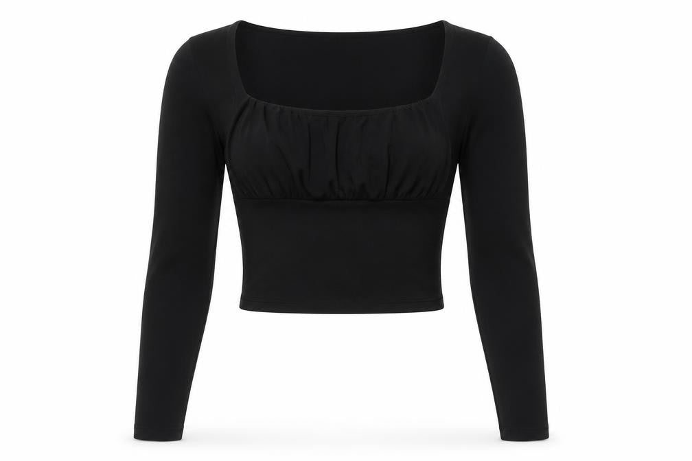 Womens UK Size 8 ASOS DESIGN Black Cropped Blouse