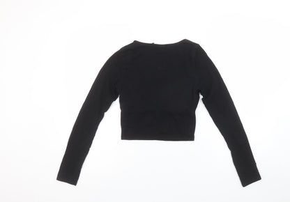 Womens UK Size 8 ASOS DESIGN Black Cropped Blouse