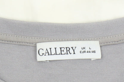 Gallery Womens Grey White Colourblock Tunic Blouse UK L Long Sleeve