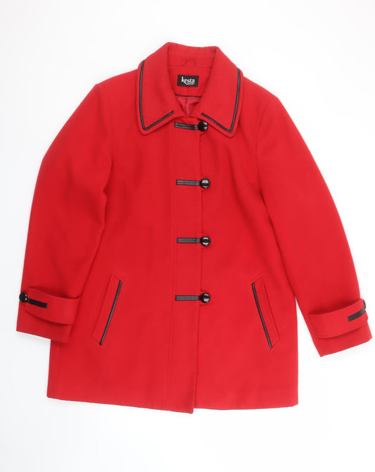 Womens UK Size 16 Kesta London Red Overcoat