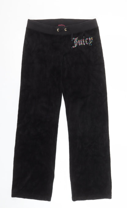 Girls UK Size 14 Years Juicy Couture Regular Fit Sweatpants Black Trousers