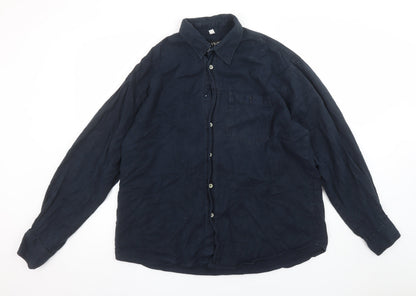 MAYNE Men’s Blue Cotton Long Sleeve Button-Up Shirt XL
