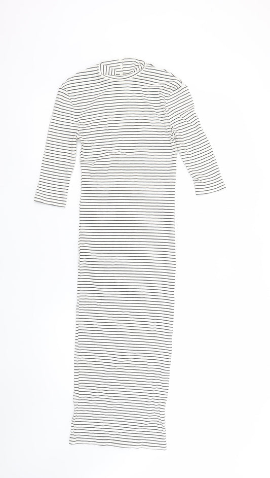 Marks and Spencer Women’s Ivory Striped Bodycon Midi Dress Size 6