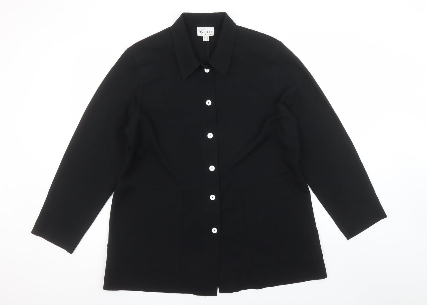 Womens UK Size 16 Gold by Michael K Black Classic Button-Up