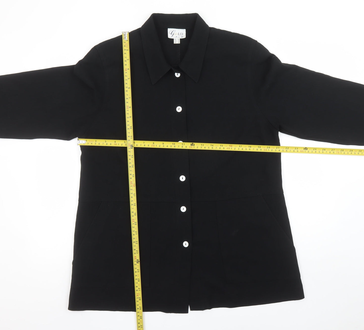 Womens UK Size 16 Gold by Michael K Black Classic Button-Up