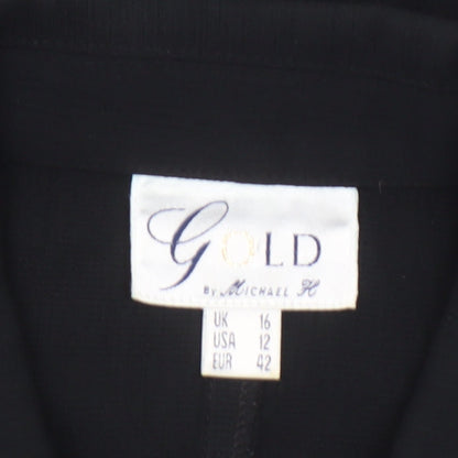 Womens UK Size 16 Gold by Michael K Black Classic Button-Up