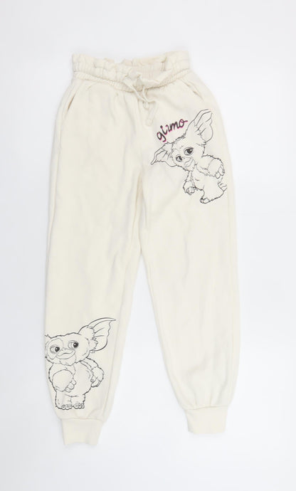 Girls UK Size 134 Gremlins Regular Fit Jogger Ivory Trousers