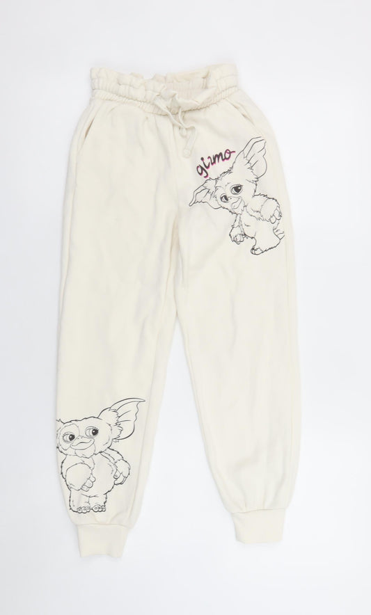 Girls UK Size 134 Gremlins Regular Fit Jogger Ivory Trousers