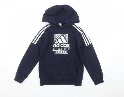 Boys UK Size 9-10 Years adidas Blue Pullover Hoodie