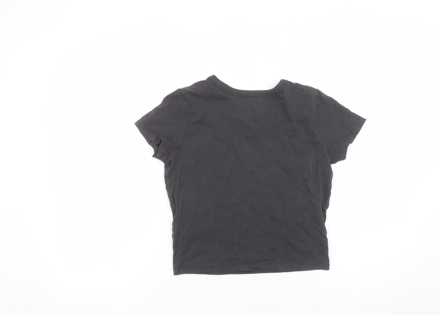 Womens UK Size XS Hollister Black Cropped T-Shirt