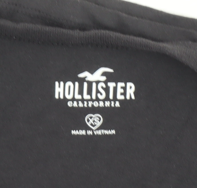 Womens UK Size XS Hollister Black Cropped T-Shirt