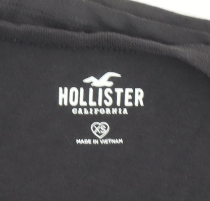 Womens UK Size XS Hollister Black Cropped T-Shirt
