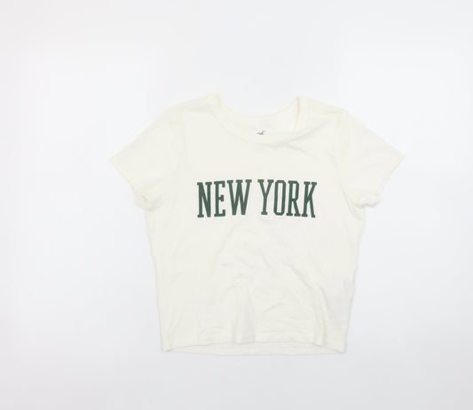 Womens UK Size XS Hollister Ivory Basic T-Shirt