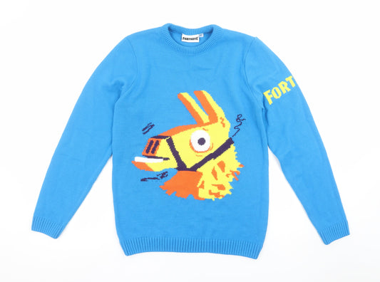 Boys UK Size 14 Years Fortnite Blue Pullover Jumper