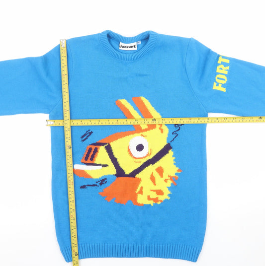 Boys UK Size 14 Years Fortnite Blue Pullover Jumper