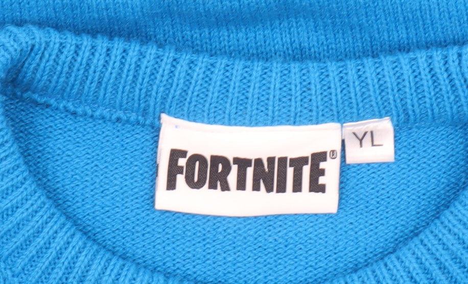 Boys UK Size 14 Years Fortnite Blue Pullover Jumper