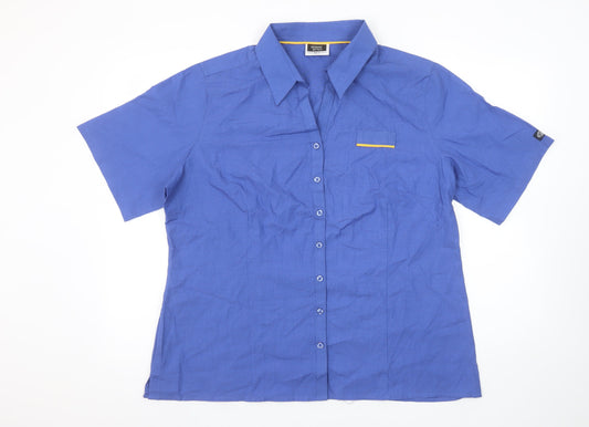 Womens UK Size 20 Simon Jersey Blue Basic Button-Up
