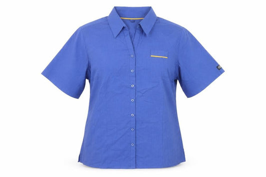 Womens UK Size 20 Simon Jersey Blue Basic Button-Up
