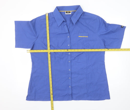 Womens UK Size 20 Simon Jersey Blue Basic Button-Up